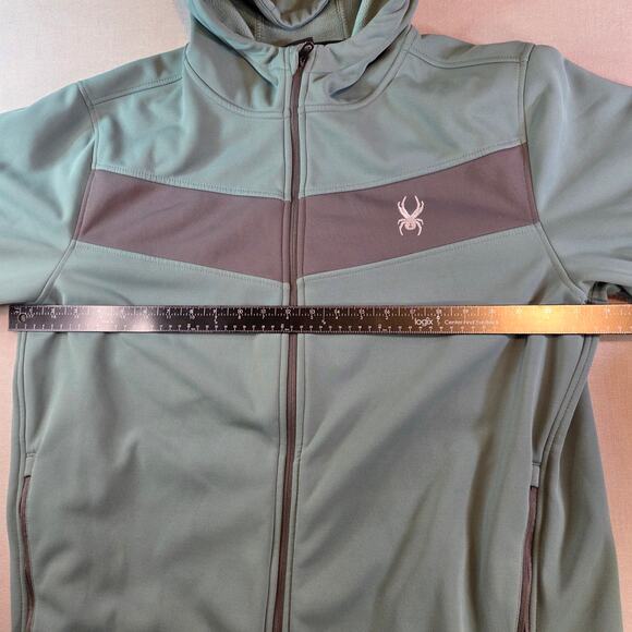 Spyder Men’s XL Hooded Full Zip Jacket Green Black Polyester - Picture 11 of 16
